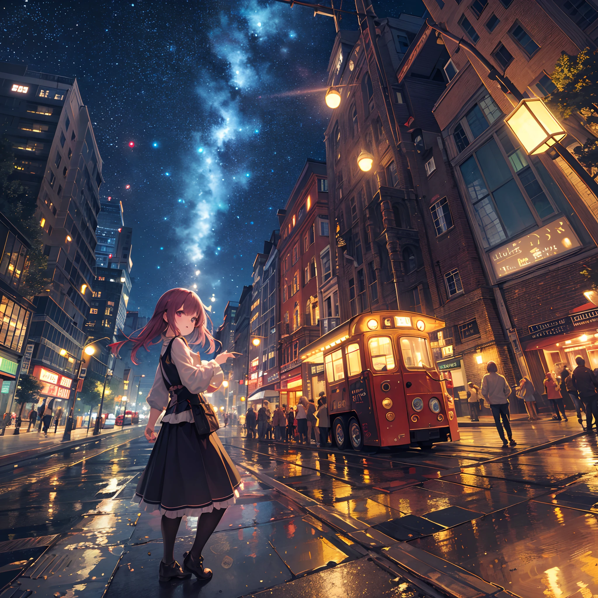 ultra detailed game CG, (High resolution:1.1),(absurderes:1.1), 1girl in, Little Girl, Solo, Simple Anime, nightcity, Night view
