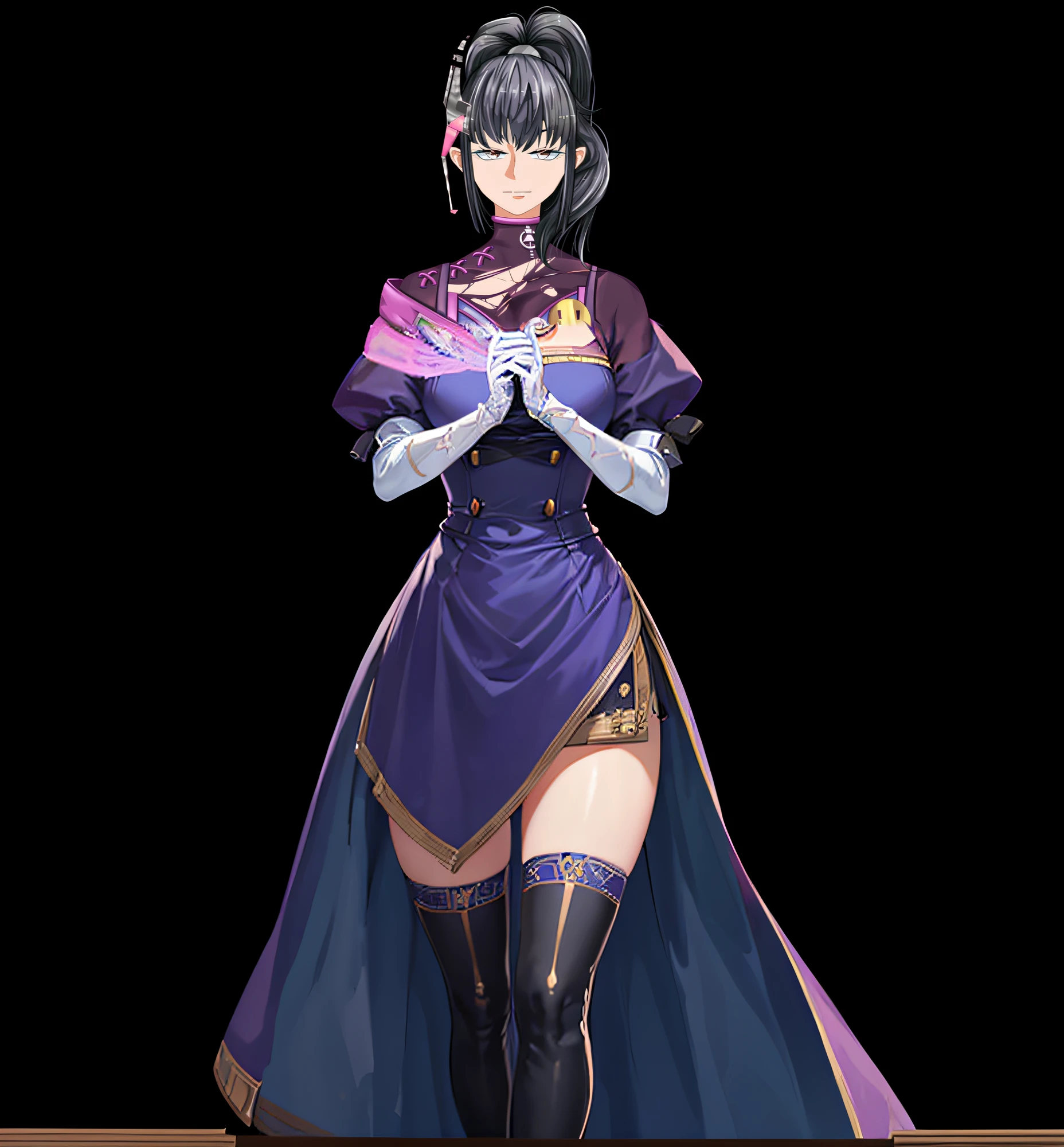 (((masterpiece))), (((best quality))), ((ultra-detailed)), (highly detailed CG illustration), ((an extremely delicate and beautiful)),1mechanical girl,Young girl named ((Sui Ishida)), a close up of a person with a ponytail and a purple outfit, Sui's hands meticulously crafting a magical-mechanical device, with blueprints scattered around her,Girl's hands meticulously crafting a magical-mechanical device, with blueprints scattered around her, Background is the workshop, A quaint workshop nestled between tall buildings, with the glow of enchanted objects seen through the windows, katana zero video game character, masamune shiro, maya fey from ace attorney, portrait knights of zodiac girl, koyoharu gotouge, misato katsuragi, black - haired mage, yayoi kasuma, juri misaki, takeyuki kanda