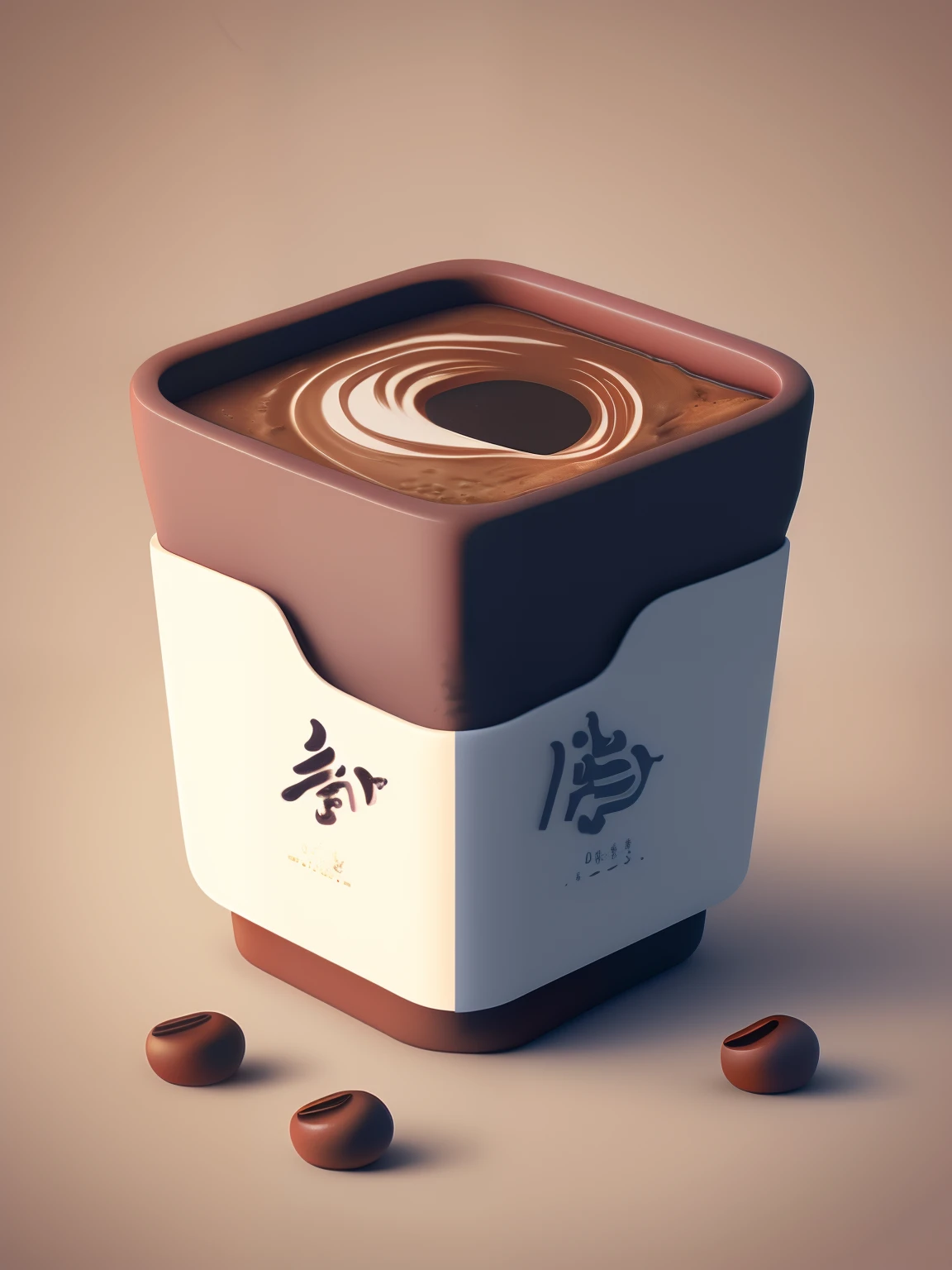 Logo for a Japanese-style coffee shop, indigo, coffee, Logo, higly detailed, graphically, 3D Rendering