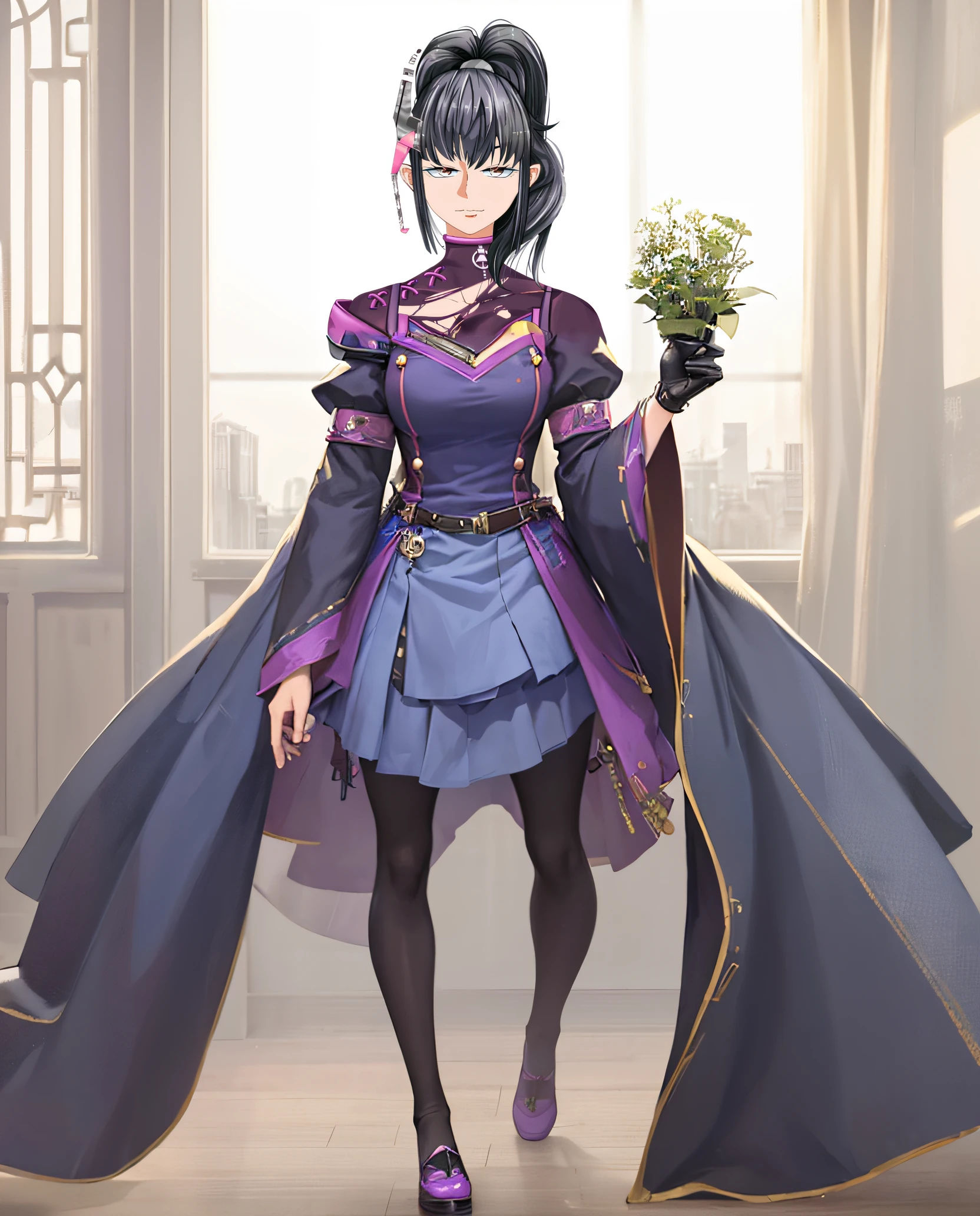 (((masterpiece))), (((best quality))), ((ultra-detailed)), (highly detailed CG illustration), ((an extremely delicate and beautiful)),1mechanical girl,Young girl named ((Sui Ishida)), a close up of a person with a ponytail and a purple outfit, Sui's hands meticulously crafting a magical-mechanical device, with blueprints scattered around her,Girl's hands meticulously crafting a magical-mechanical device, with blueprints scattered around her, Background is the workshop, A quaint workshop nestled between tall buildings, with the glow of enchanted objects seen through the windows, katana zero video game character, masamune shiro, maya fey from ace attorney, portrait knights of zodiac girl, koyoharu gotouge, misato katsuragi, black - haired mage, yayoi kasuma, juri misaki, takeyuki kanda