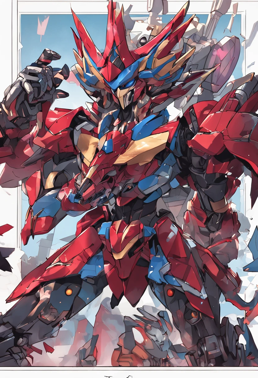 a close up of a robot with a sword in its hand, high detailed official artwork, Detailed key anime art, Yu-Gi-Oh Art Style, white and red armor, gurren lagann, Gungnir, Darius Puia, best anime 4k konachan wallpaper, akasuki voidstar, yugioh artwork