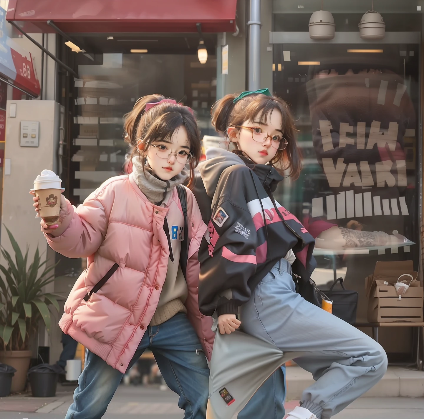 they are standing outside of a building with a coffee cup in their hand, couple, lovely couple, warm, couple boy and girl, boy wear glasses sit in front of the girl , profile pic, ๐คฌ ๐คฎ ๐ ๐, ๐น๏ธ ๐ ๐ฌ, a picture, trending artstayion, ulzzang, ๐ญ ๐คฎ ๐ ๐, style kim jung gi, ๐ญ๐คฎ ๐, ๐ cute, photoshoot