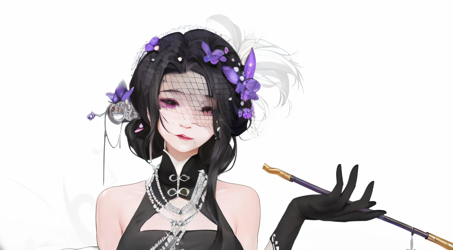 Anime girl with black dress and hat holding magic wand, 1 7 - year - old anime goth girl, ((a beautiful fantasy empress)), gothic maiden anime girl, Detailed fanart, romanticism lain, (Anime girl), Guviz-style artwork, High Quality Anime Art Style, Anime girl wearing black dress, highly detailed exquisite fanart