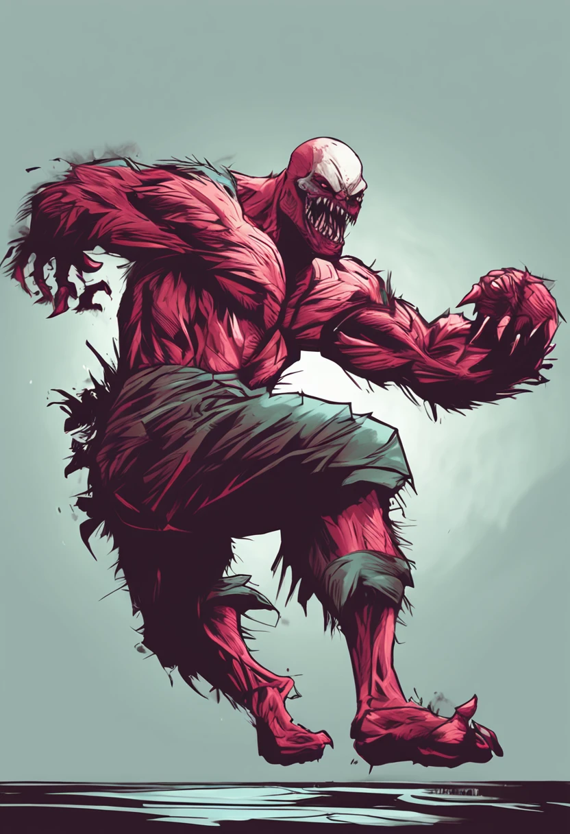 monster, pyke similar, attack pose, high resolution, lookin at the mirror, rage face,