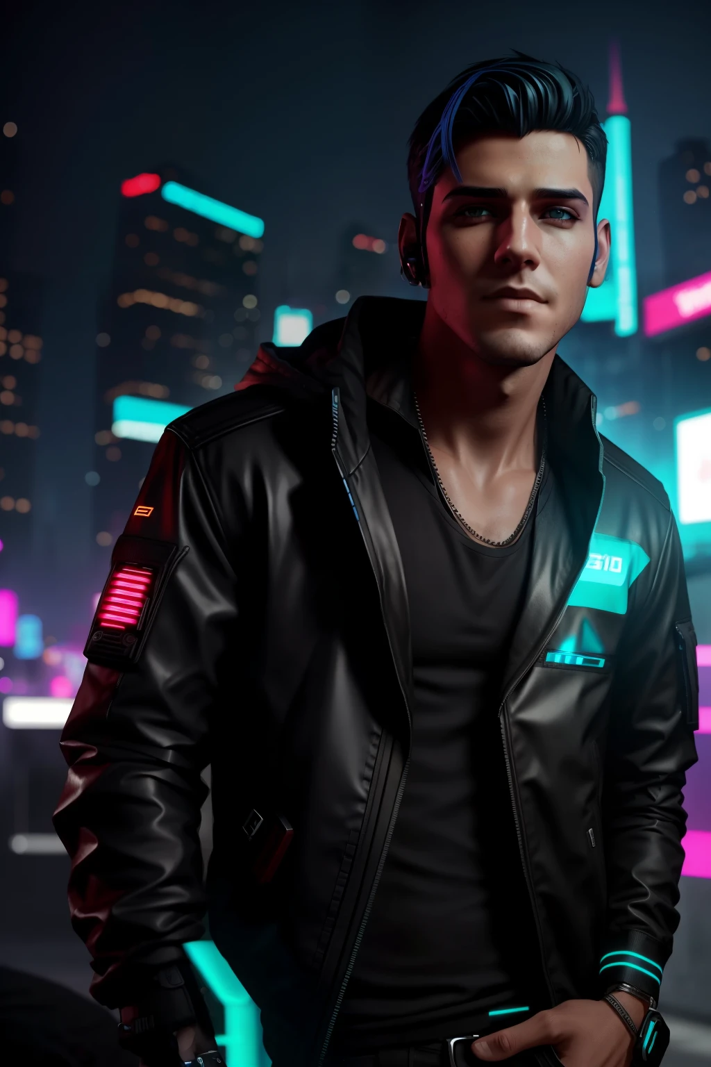 Change background cyberpunk handsome boy, realistic face,8k,ultra realistic