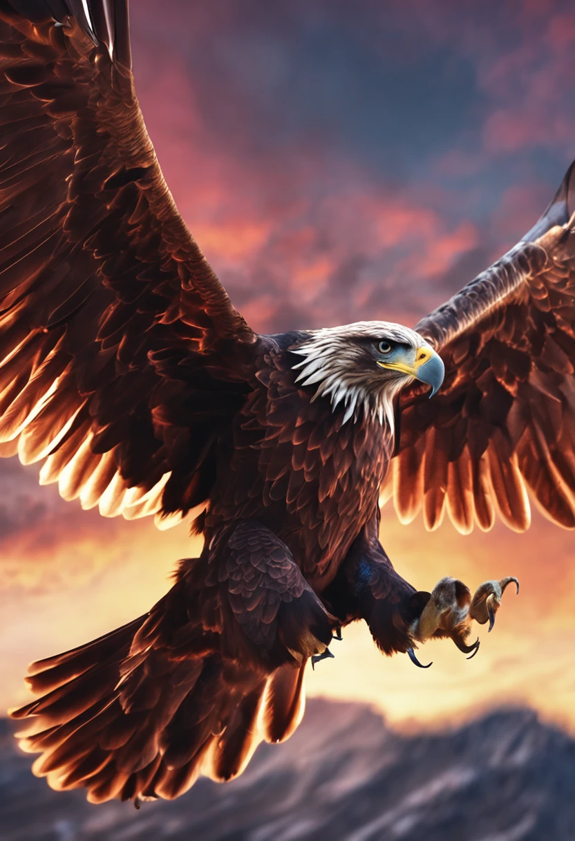 AI Make an eagle with the wings open super macro.