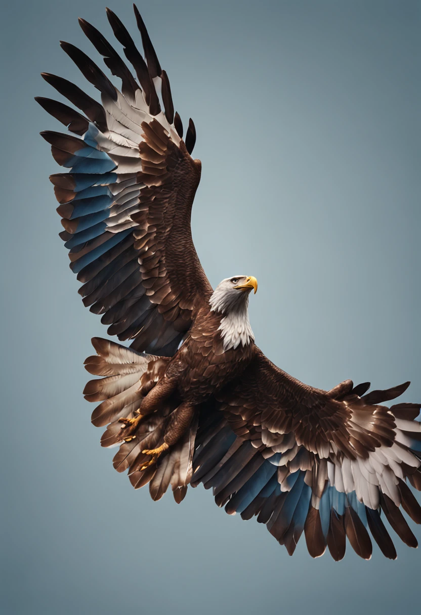 AI Make a complete eagle without missing body parts with the wings spread and with as much detail as possible super macro.