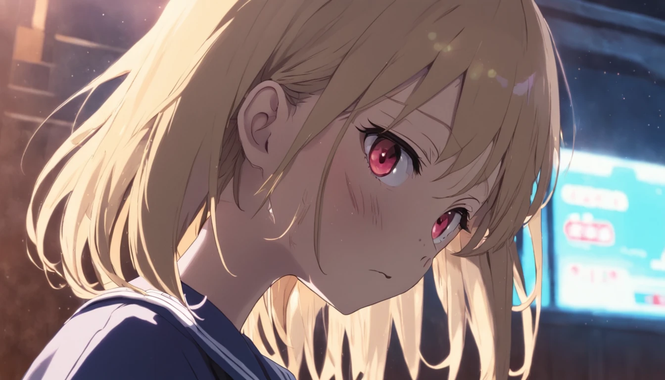 (masterpiece, best quality), hyperdetailed, absurdres, clean lines, Japanese manga style, 1girl, solo, sweat on face, (looking at viewer), (Wearing school uniform), (almost crying), .