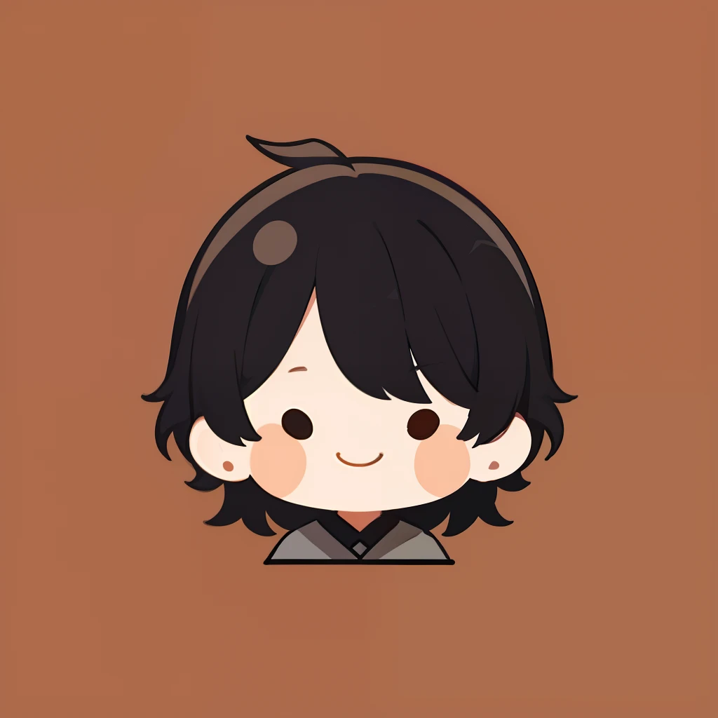 Flat Avatar, 1 juvenile, 独奏, a smile, head shot, simple background, A dark-haired,half up,male child