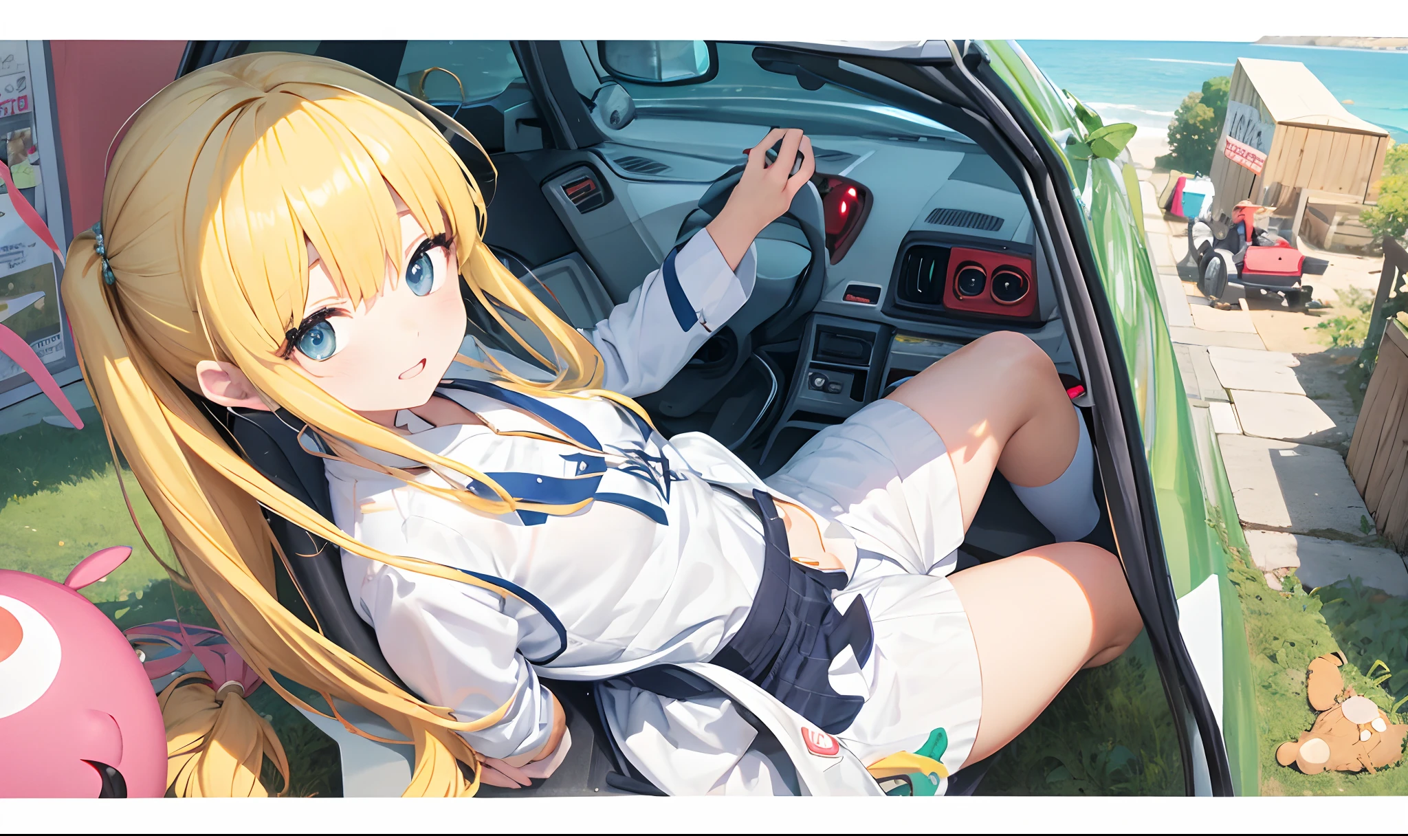 White shirt cute loli anime shouts coquettish