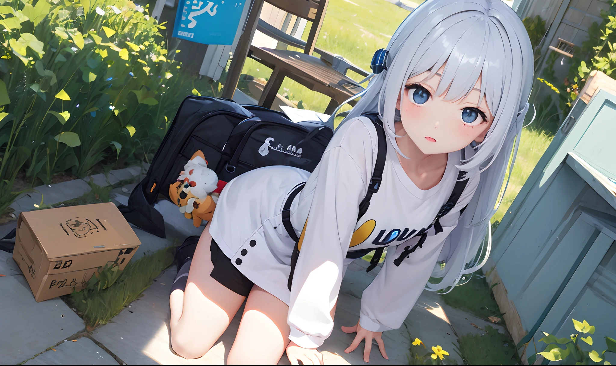 White shirt cute anime shouts coquettish