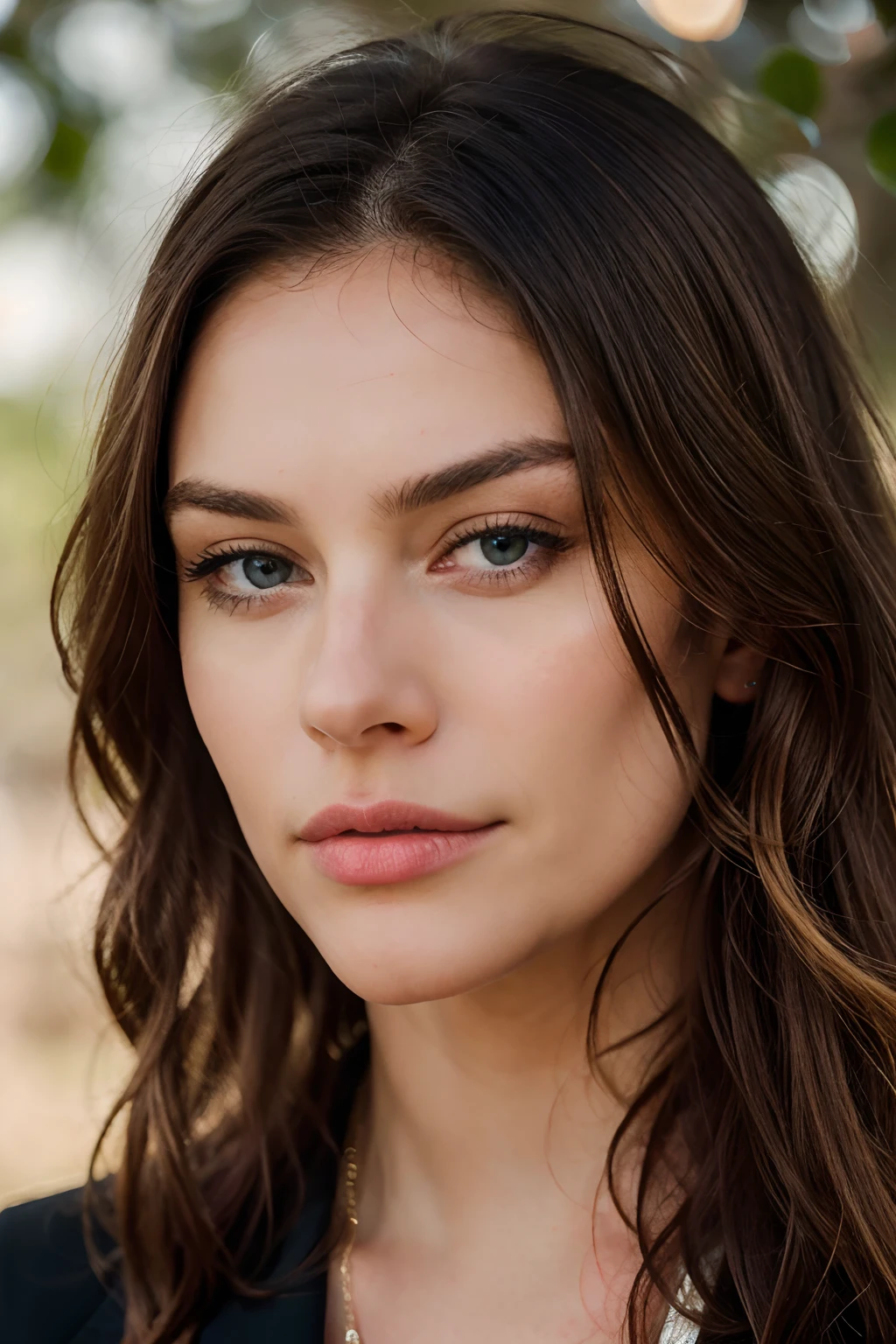 Executive woman, long straight blonde hair, wearing a thin and elegant suit, front view, very detailed, 35 years, natural wave hair, blue eyes, high-res, masterpiece, best quality, intricate details, highly detailed, sharp focus, detailed skin, realistic skin texture, texture, detailed eyes, professional, 4k, Canon shot, 85mm, shallow depth of field, Kodak vision color, perfect fit body, extremely detailed, photo_\(ultra\), photorealistic, realistic, post-processing, maximum detail, roughness, real life, ultra realistic, photorealism, photography, 8k uhd, photography (grain of film) medium shot for closeup shot atmospheric dark lighting