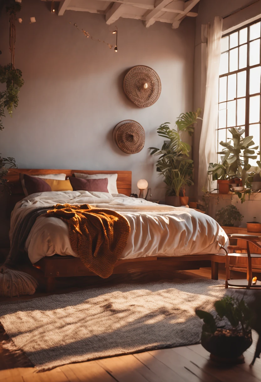 "peaceful vibes, cozy setting, soft lighting, gentle shadows, comfortable pillows, warm blanket, relaxed atmosphere, tranquil moment"