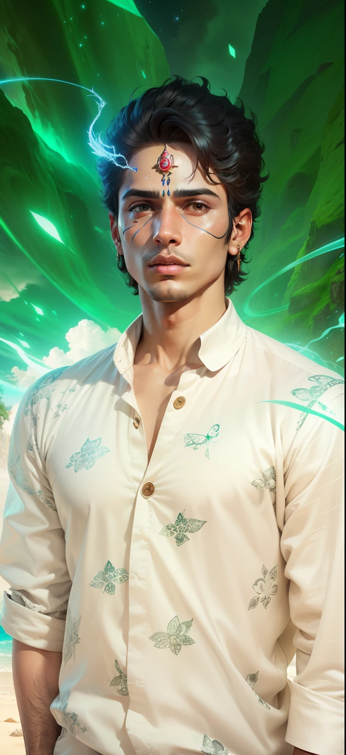 Boy With God futuristic Mahadev background realistic face ultra high quality HD