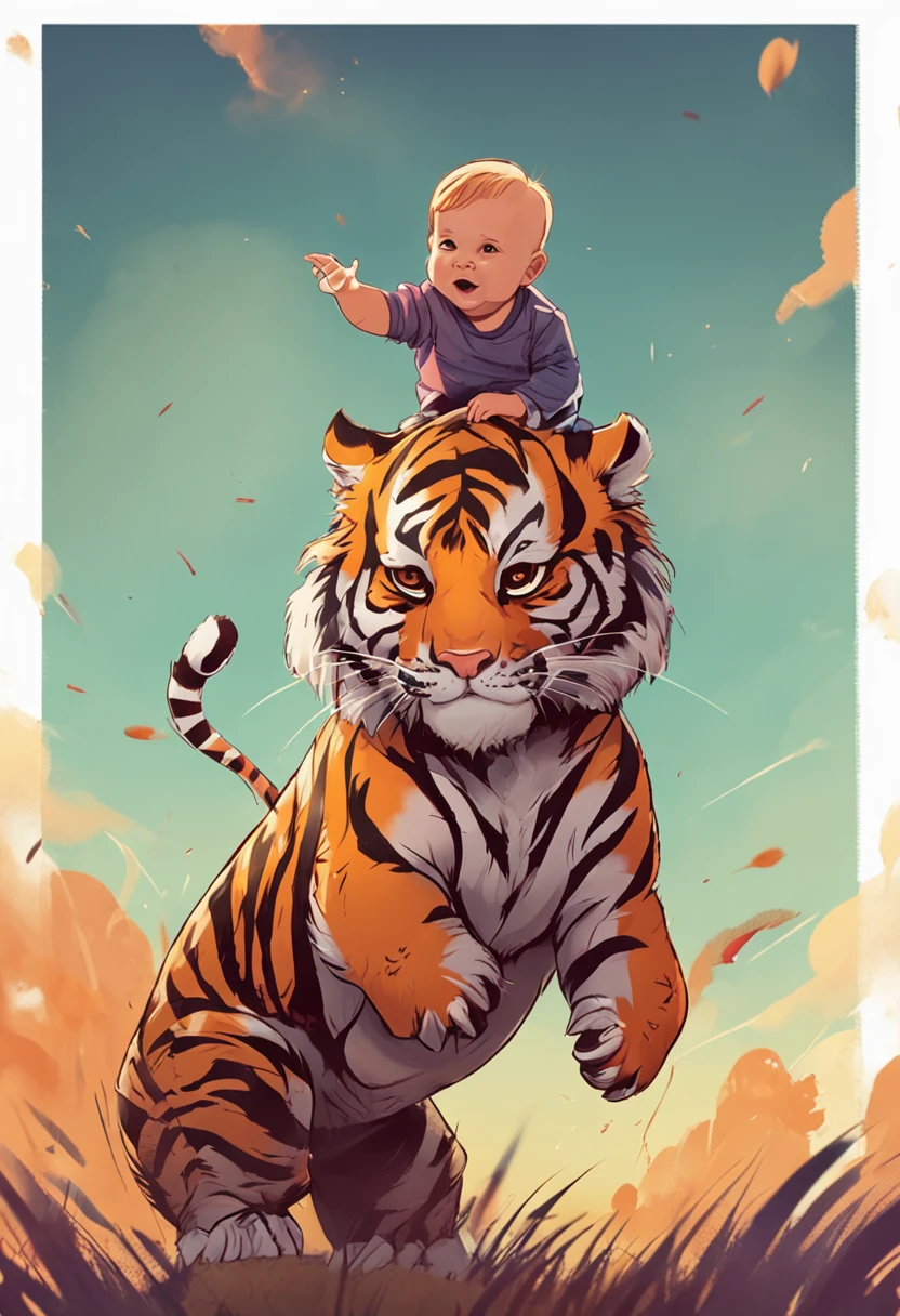 a riding a tiger