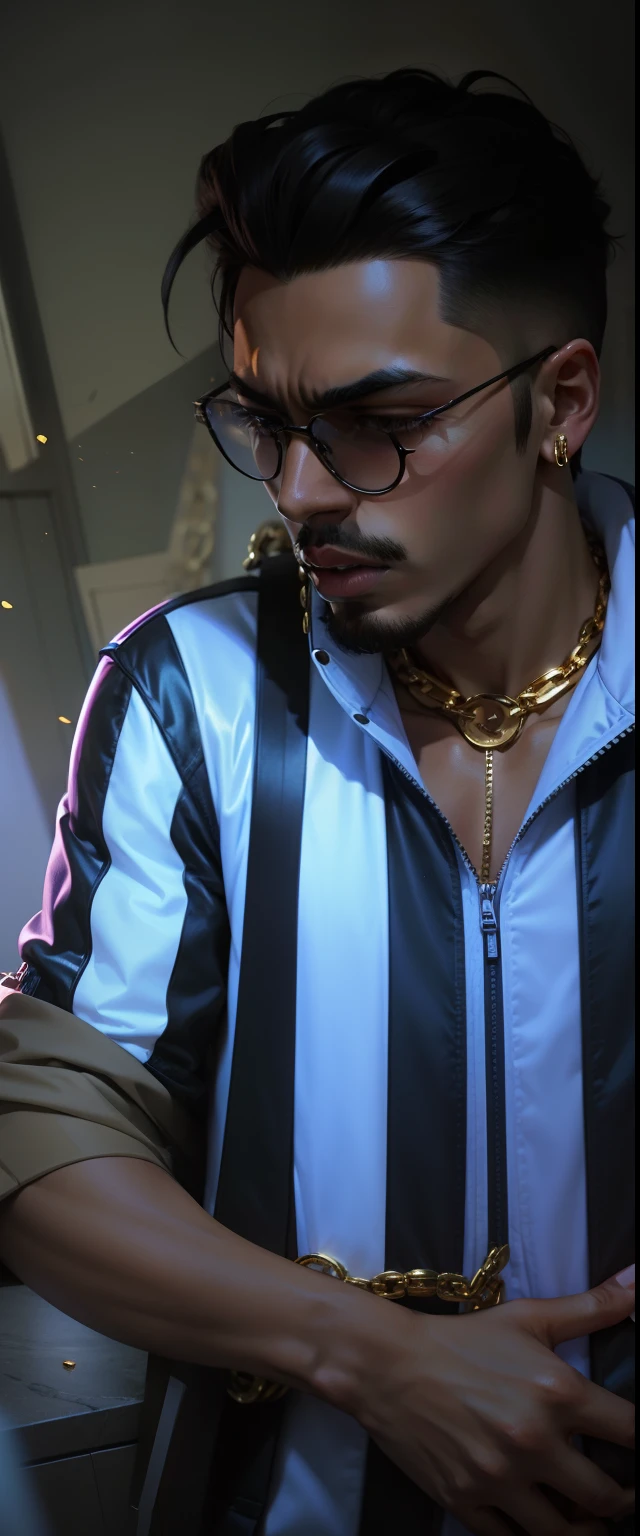 Remove background cartoon face wearing jacket gold chains in neck