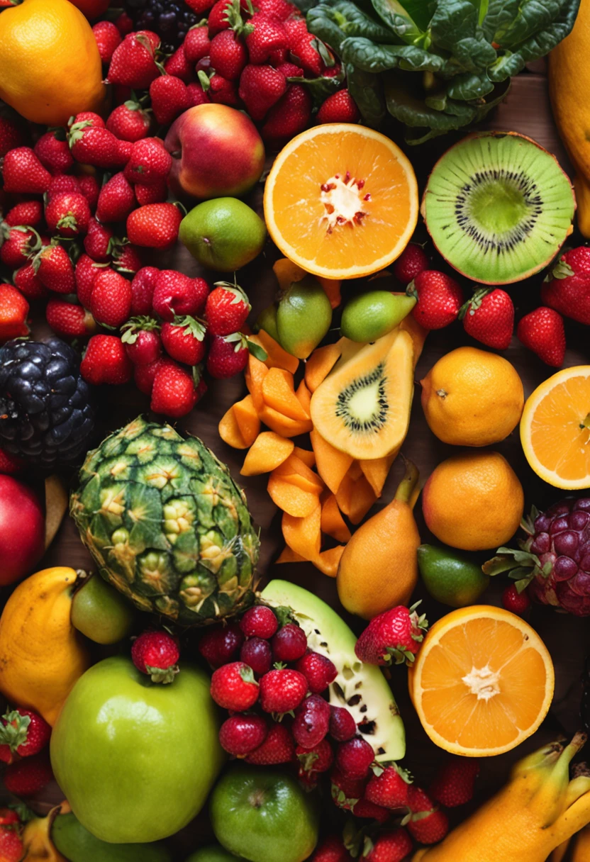 mulher segurando frutas e verduras