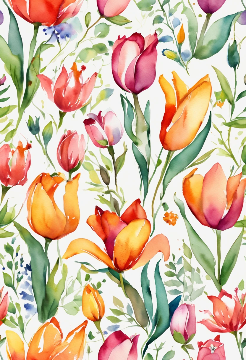 Top quality floral pattern, Cute lovely tulips