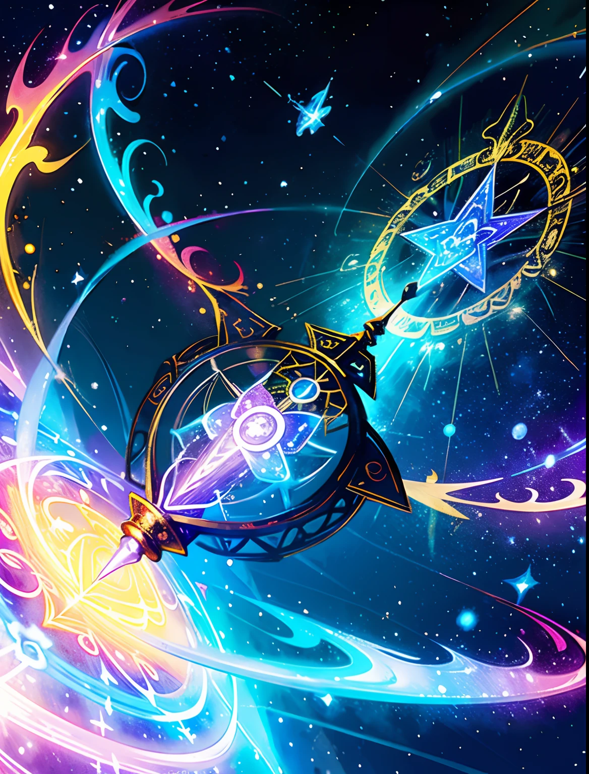 ((illustration)),colorful,wallpaper,energy,Unknown terror,arcane,Around the magic,magic surrounds,magic rod,book,pages flying all over the sky,Know it all,Predicting the Future,Know the past,Infinite wisdom,blue flame,Warlock,Magical Circle,Pentagram,incantation,mantra,Singing magic, bikini,