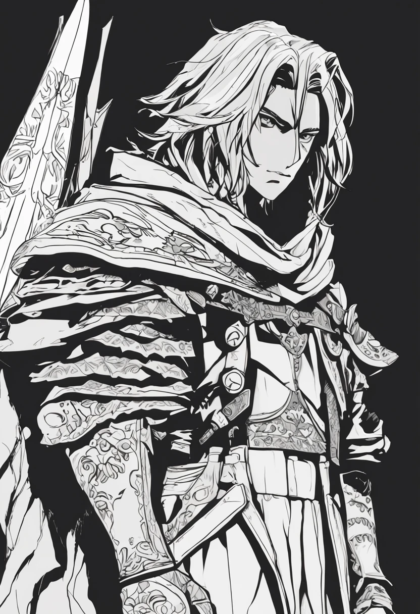 Anime,2d,preto e branco, cabelo verde, Adulto, 20 anos, guerreiro, fazendeiro, pobre, medieval , sorrindo, graves, triste foco no rosto, melhor qualidade, obra prima, 8k, 32k