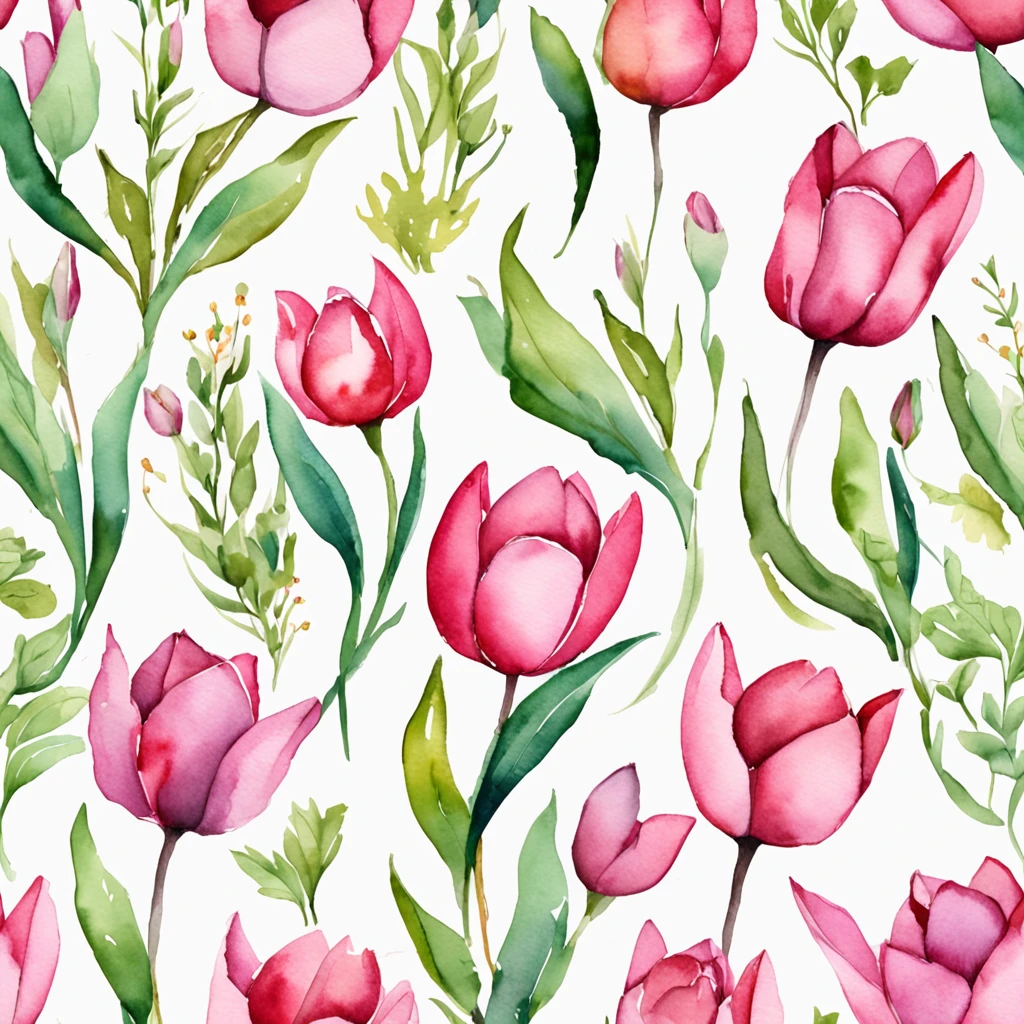 Top quality floral pattern, Cute lovely pink bud tulips