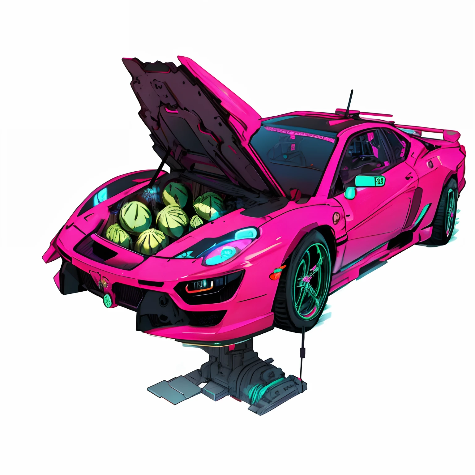 a bunch of watermelons, ripe, delicious anime style