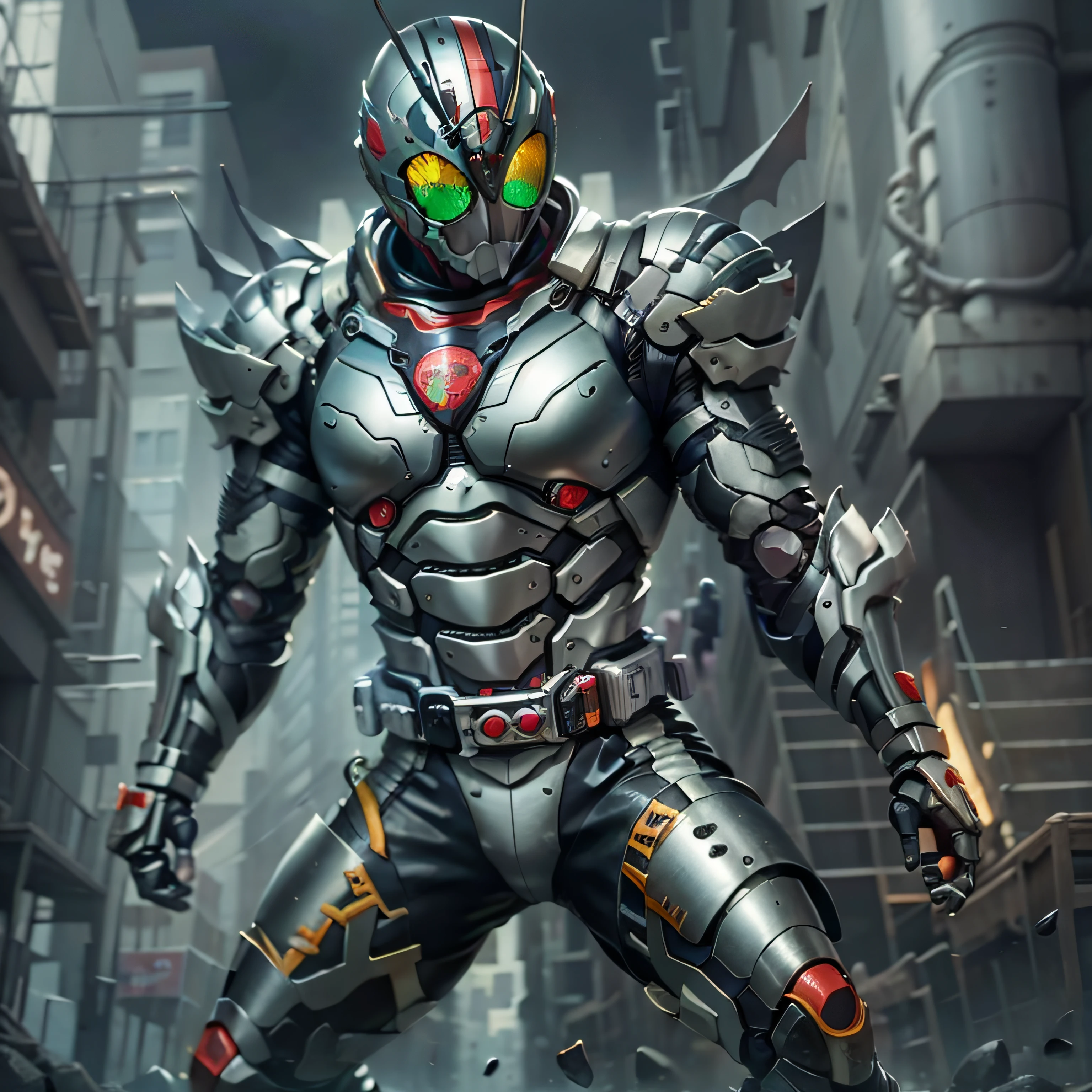 Kamen Rider, Armadura prateada, roupa cinzenta e preta, TechSuit, agente secreto, Roboto