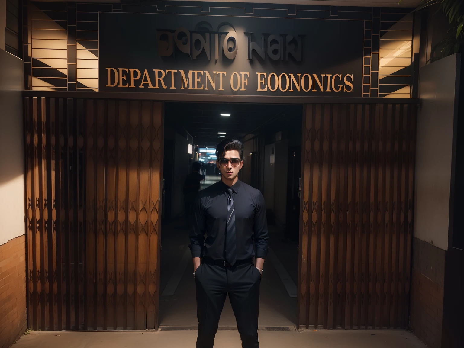 Do not change face shape dark mode high profile handsome boy business man ultra realistic and change the background make high profile