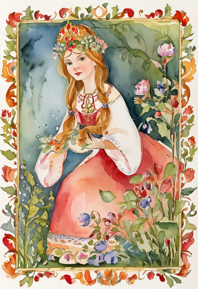 Illustration for a traditional Russian fairy tale "Vasilisa is beautiful"