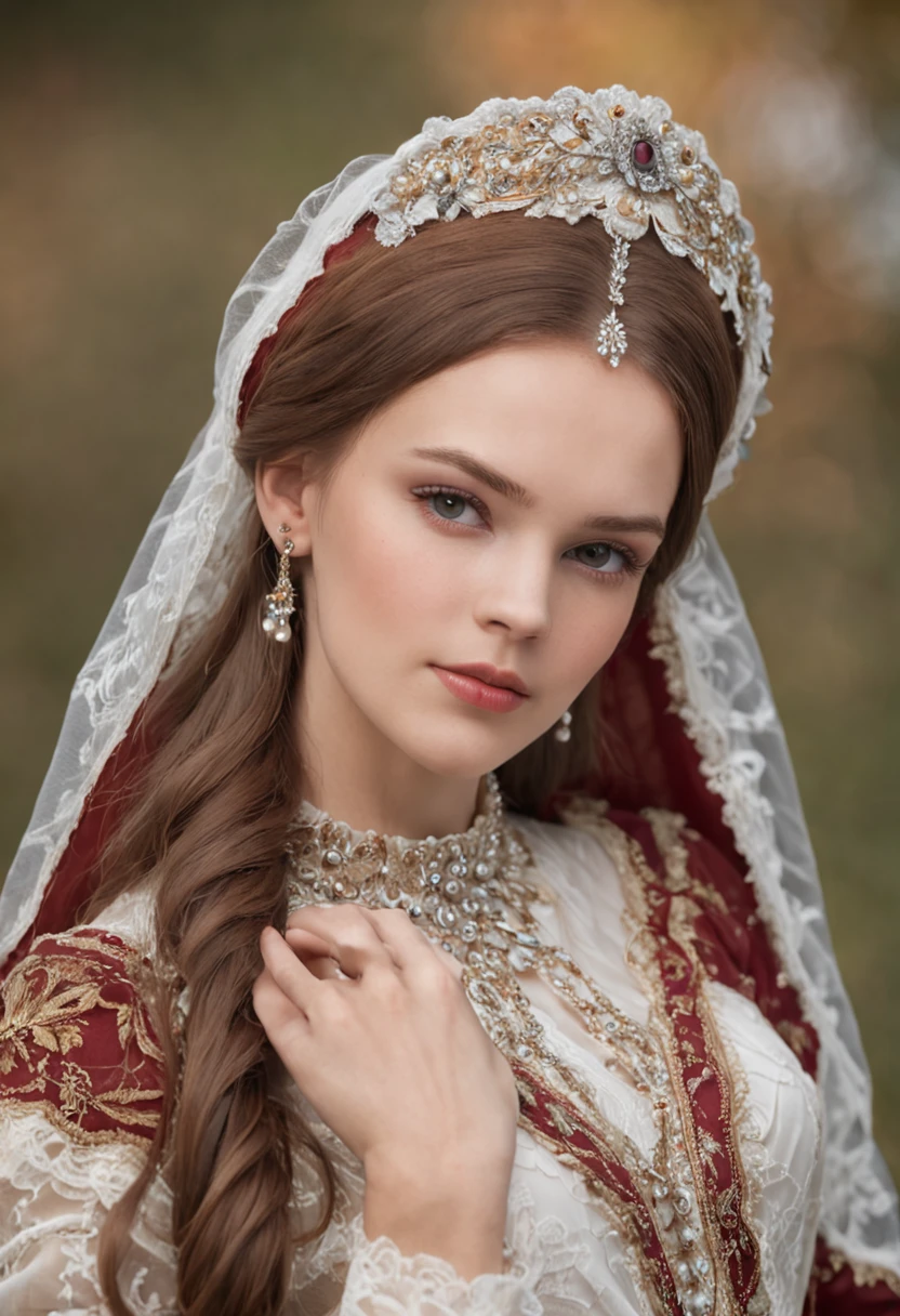 (((tmasterpiece))), Top Quality, Very detailed, Beautiful Russian girl, in traditional attire