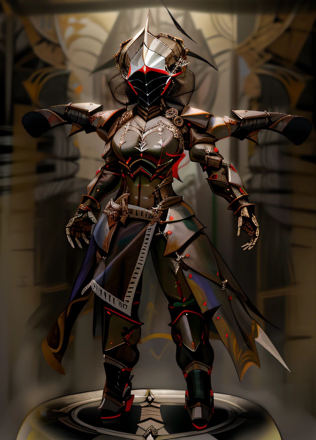 armadura de cor preta e avermelhada, cyber fight armor, armadura preta e vermelha, Armadura refletida cor de fogo preta, armadura refletida preta e vermelha, armadura brilhante preta, Roupa X-Force de corpo inteiro, goth cybersuit, with four robotic arms