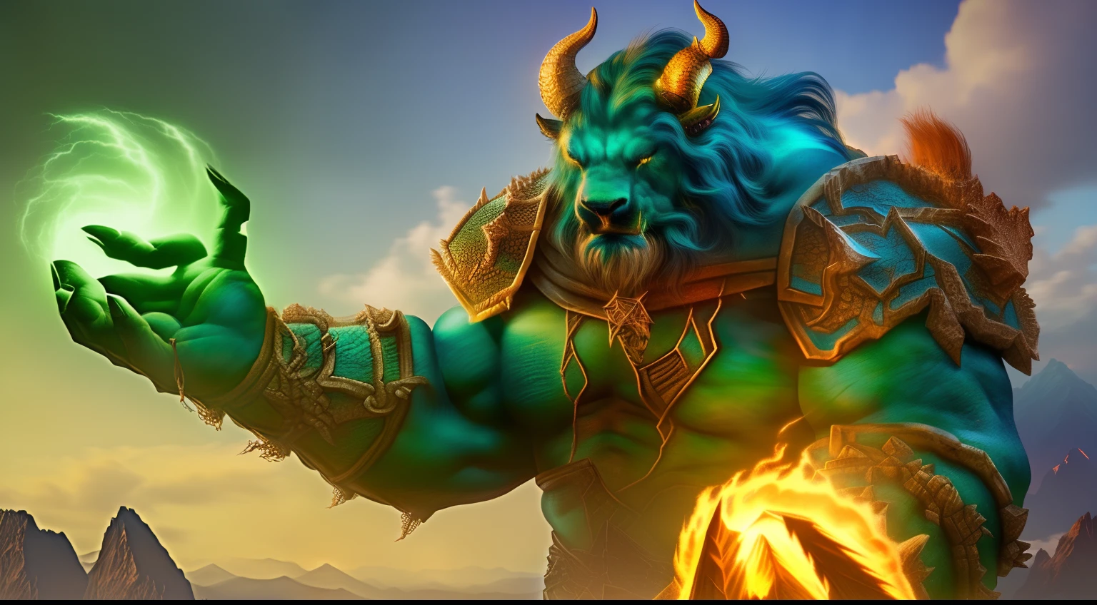 In ancient times, various great and powerful behemoths were described in the mysterious Mountain and Sea Sutra. By creating a detailed and vivid scene, DALL-E is inspired to produce a magnificent and breathtaking image. For example, in the desolate wilderness there is a towering green behemoth, with a shining golden scaled body, sharp teeth and huge claws, and a roar that sounds like thunder echoes in the surrounding air. This improved hint provides DALL-E with more specific and detailed context to produce more polished and realistic visuals., high detail, Luminism, best quality