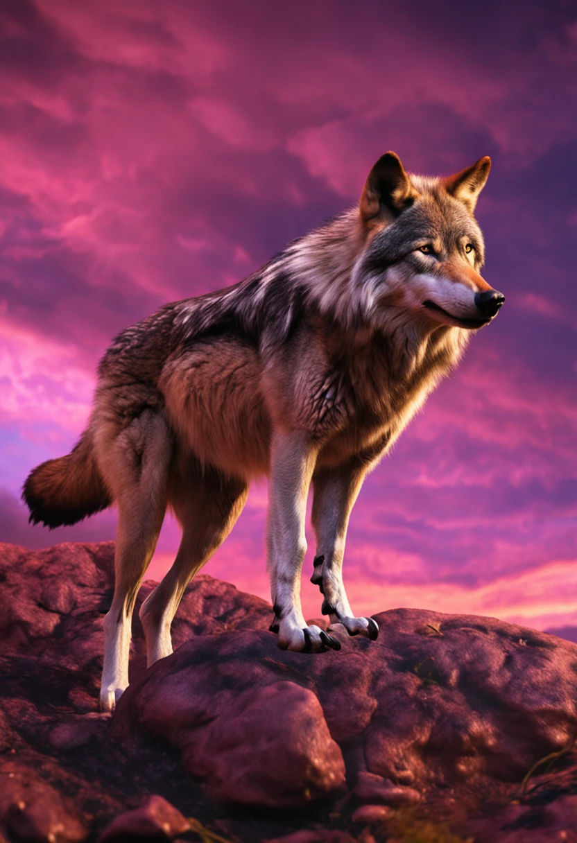 Wolf on the back of a dinosaur