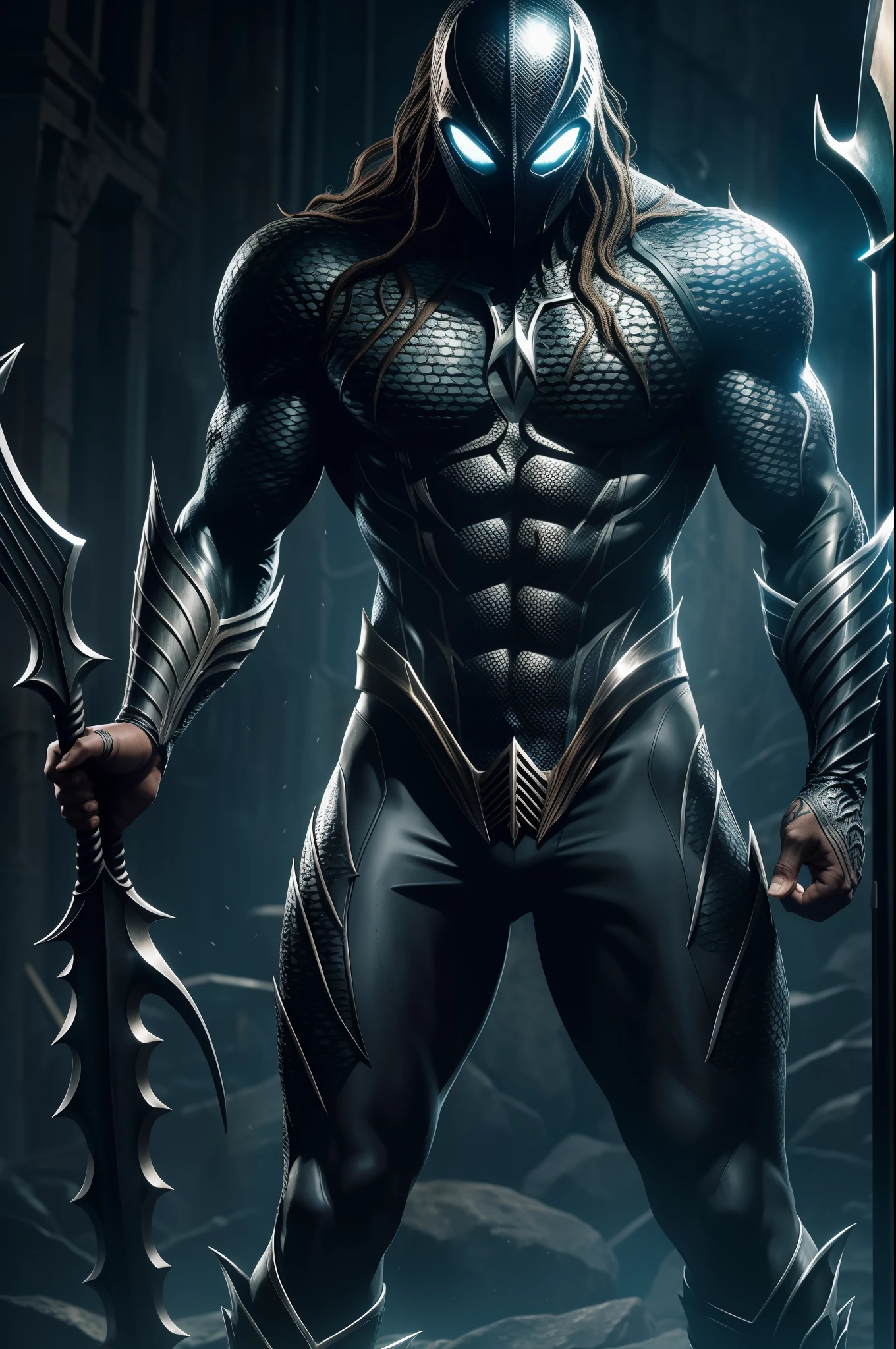 Symbiote Form of Aquaman, Symbiote suit and spear
