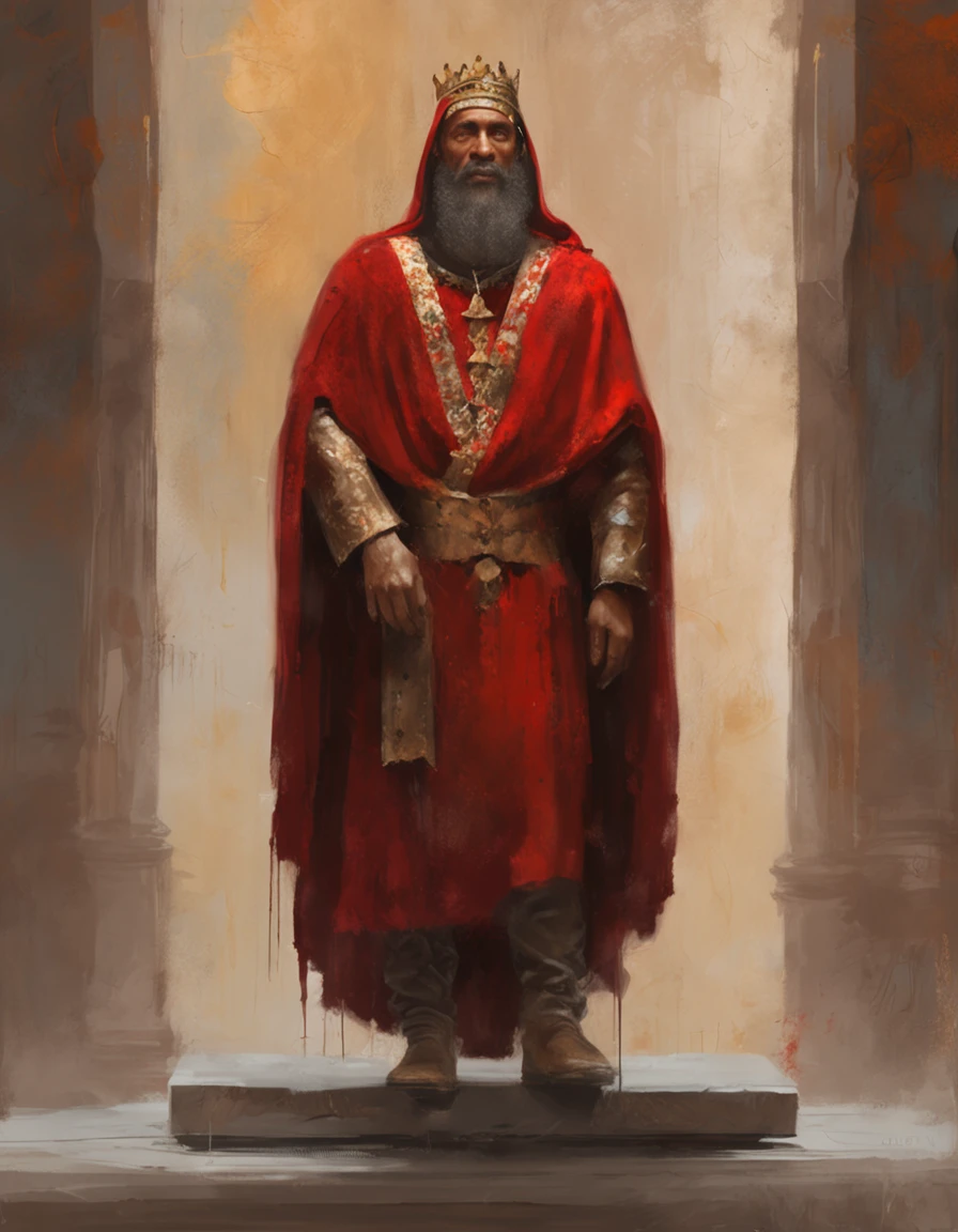 Arafed man with a crown and a red robe and a red scarf, personagem de fantasia hiperdetalhado, Retrato do Imperador da Humanidade, Deus masculino bonito da morte, 3 d render arte do caractere 8 k, retrato masculino da fantasia, O Deus Imperador da Humanidade, divindade masculina atraente, cinematic bust portrait, retrato closeup de um mago, Retrato de um feiticeiro vermelho