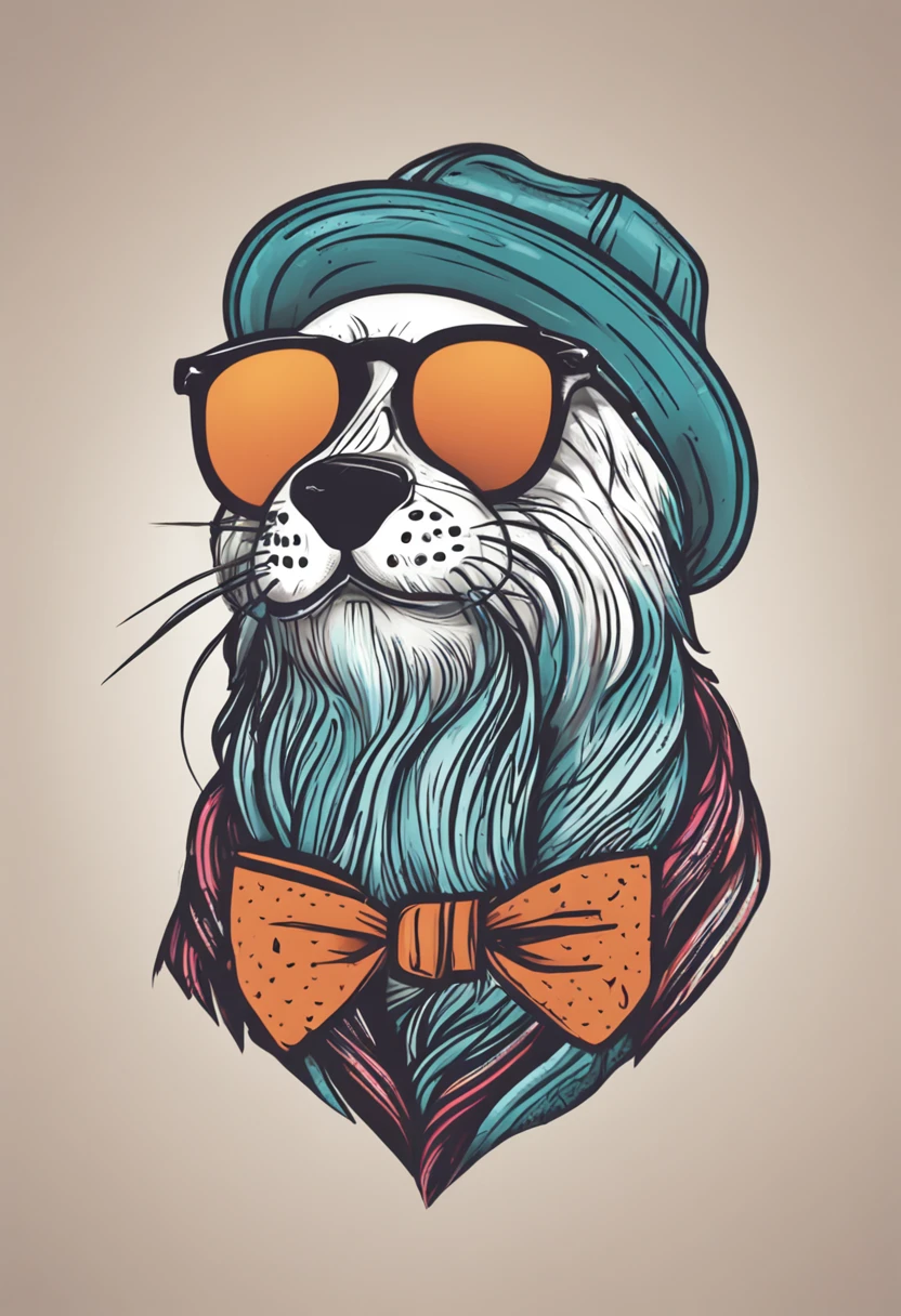 create hipster man logo with an otter