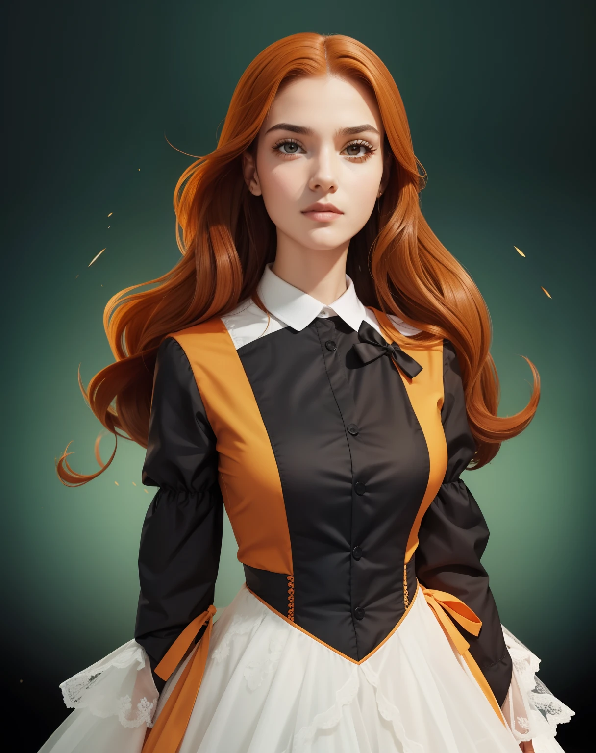 Mude a cor do vestido para laranja