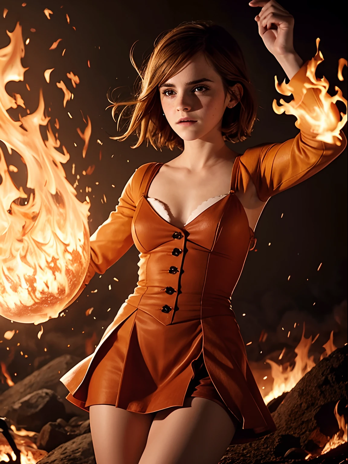 Emma Watson engulfed in mesmerizing flames.