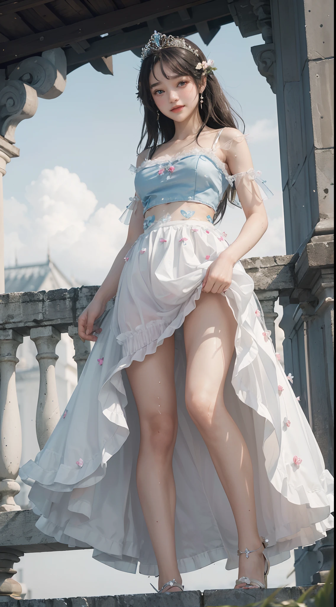 ((Best Picture Quality, 8k, tmasterpiece:white dresses，Cord，binding，Place your hands on your back，Girl who is bound