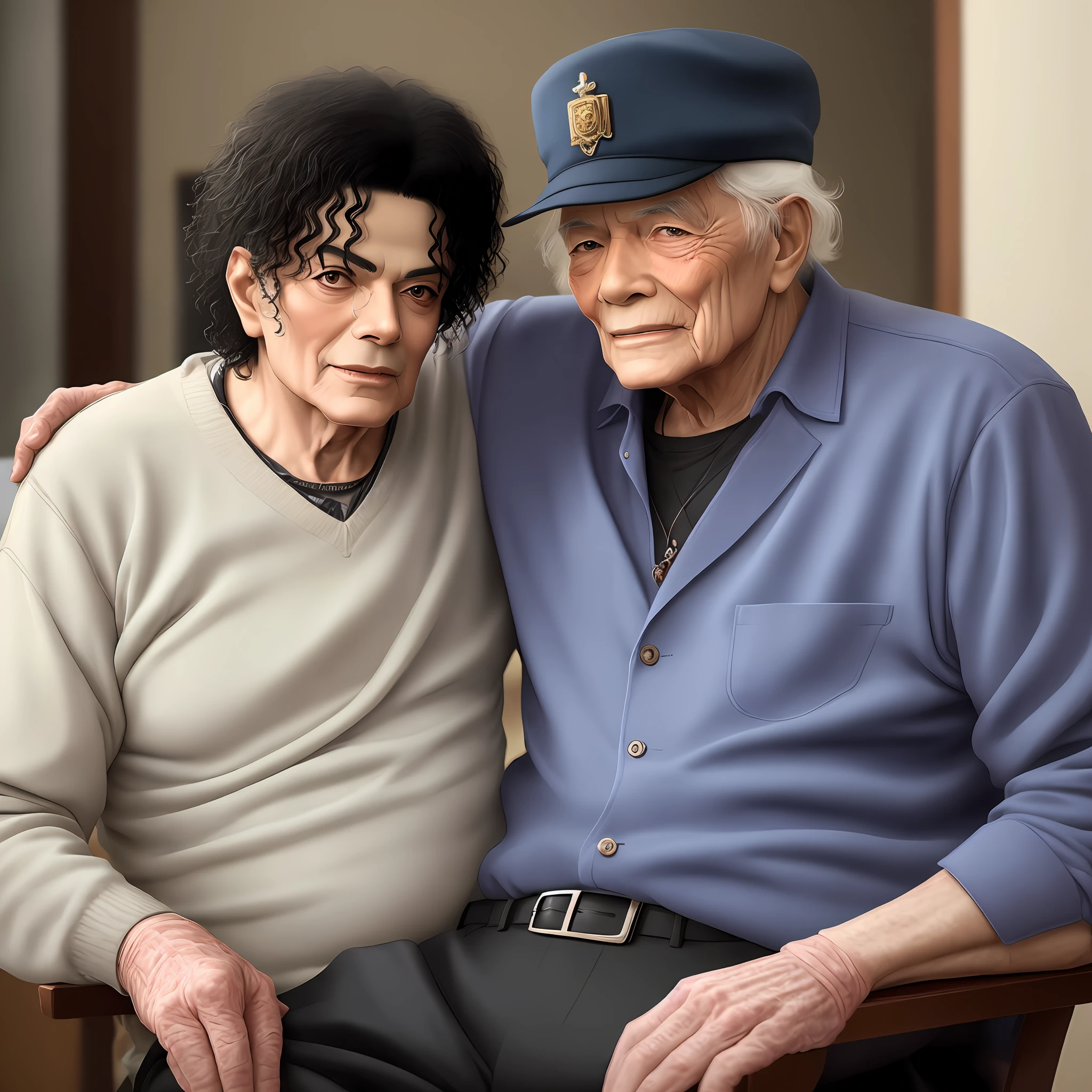 An elderly man with the characteristics of Michael Jackson