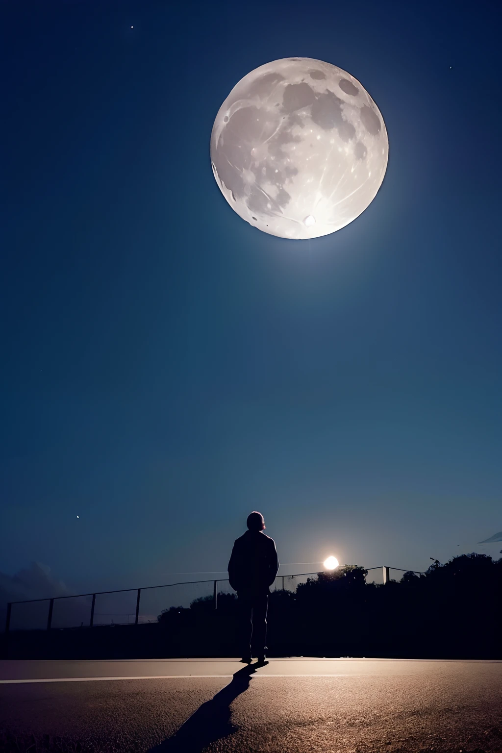 Me standing alone in a dark night and the moon is Infront of me --auto
