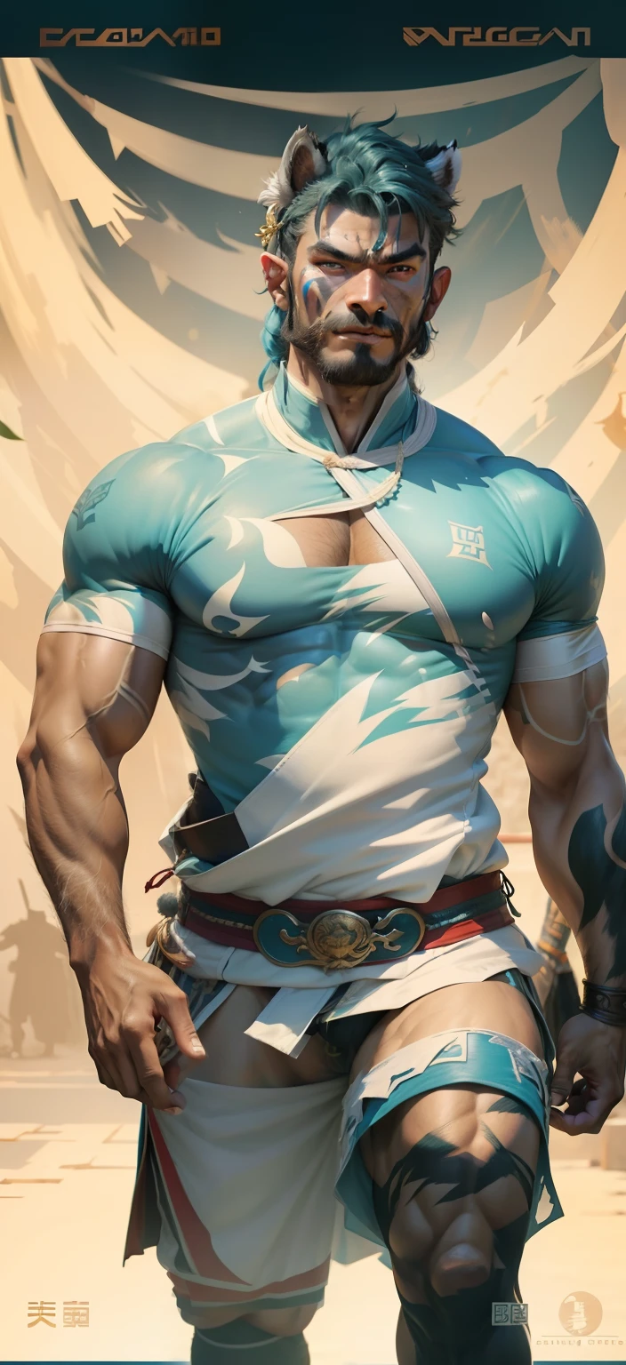 A tall muscular boy , Naked , Legs spread , （The whole body of the character），impact , Sweaty , Wet , Seductive , Bigboobs , large bulge , big balls , big assa，Exposing the pectoral muscles，Wu Yifan，Cyberpunk style