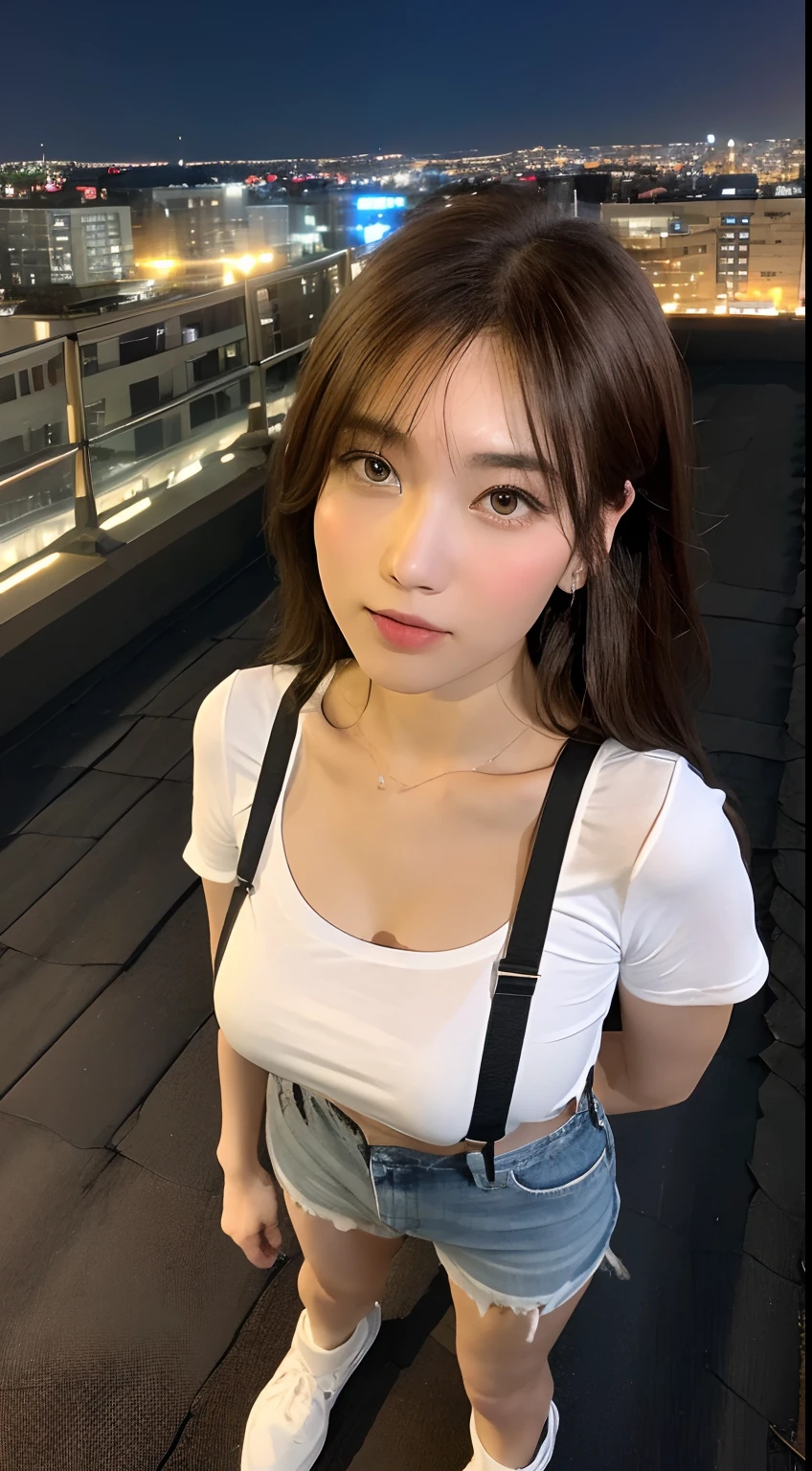 (8k、RAWE Photo、Highest quality、masterpiece:1.2)、Japanese woman、Age 25、woman、((Inside the house))、((Cleaning the floor))、Bright room、Dark brown hair、ponytail、,Sharp Face、Detailed face、double eyelid、Large Breasts、((White T-shirt))、((Denim skirt))、、(Camel Toe)、Perfect body、Hunchback