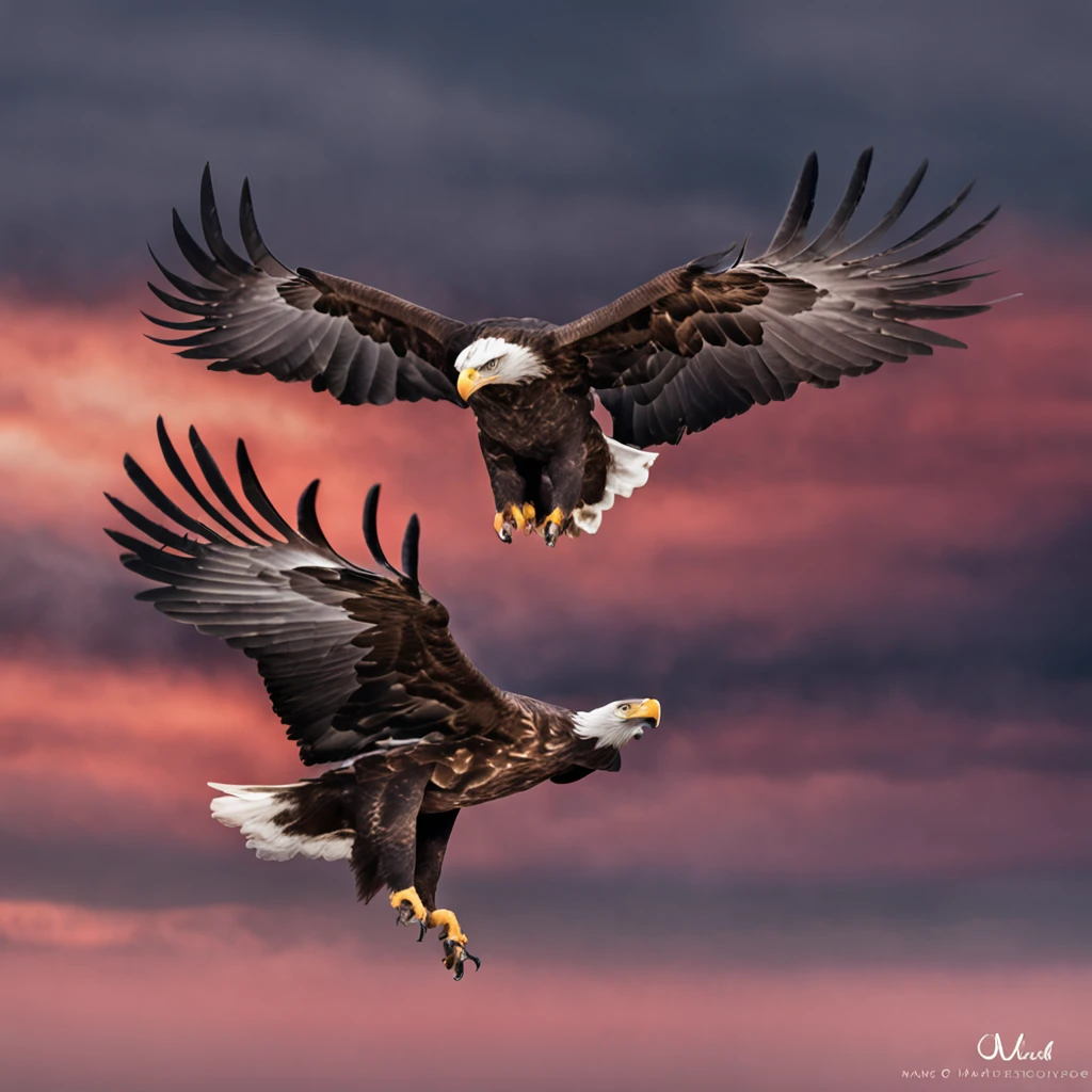 (((Create a masterpiece of a great eagle))) gracefully flying in the sky, (((com asas majestosas em movimento))), against the breathtaking backdrop of the horizon, emergindo do pico do Everest.
