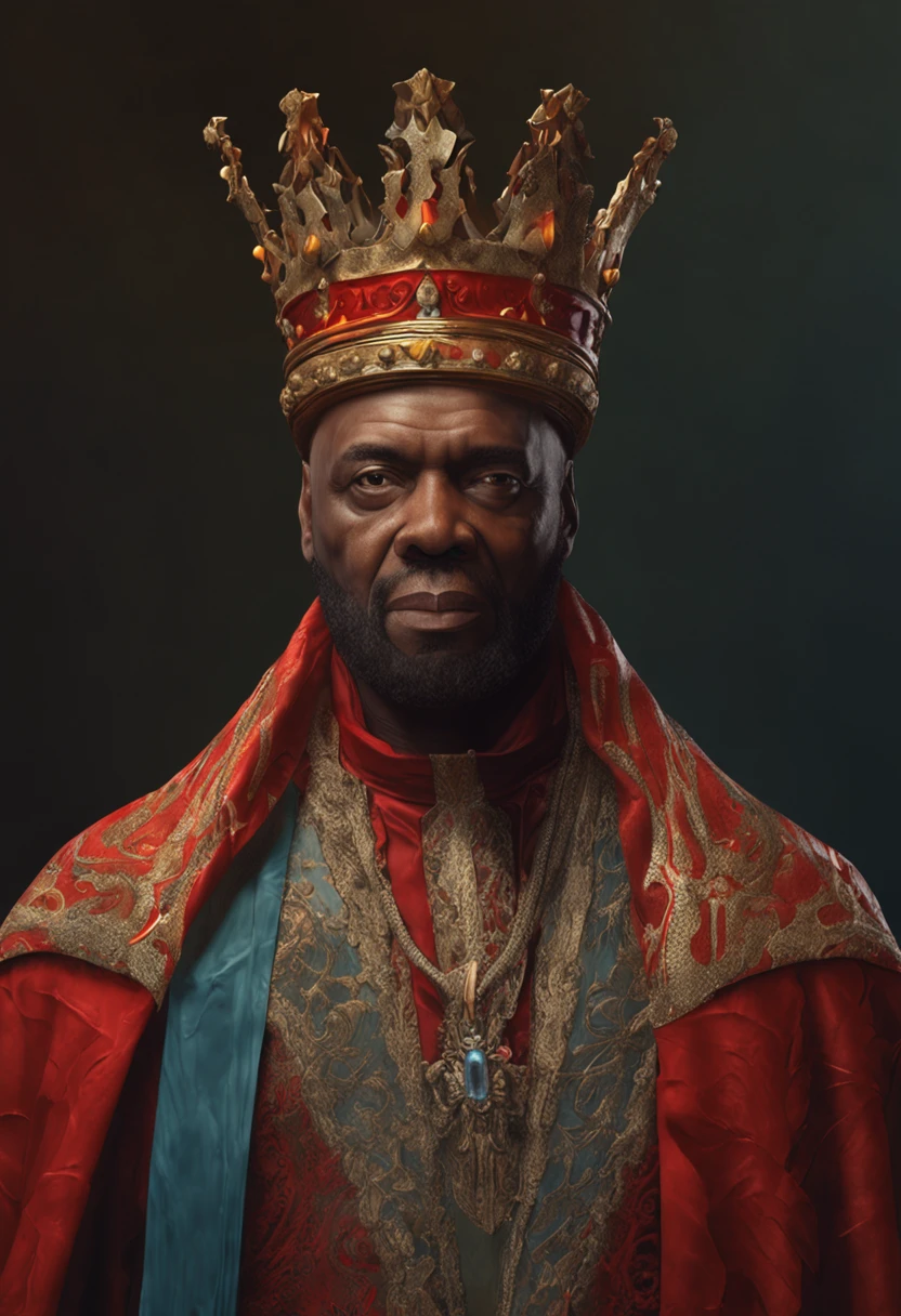 Arafed man with a crown and a red robe and a red scarf, personagem de fantasia hiperdetalhado, Retrato do Imperador da Humanidade, Deus masculino bonito da morte, 3 d render arte do caractere 8 k, retrato masculino da fantasia, O Deus Imperador da Humanidade, divindade masculina atraente, cinematic bust portrait, retrato closeup de um mago, Retrato de um feiticeiro vermelho