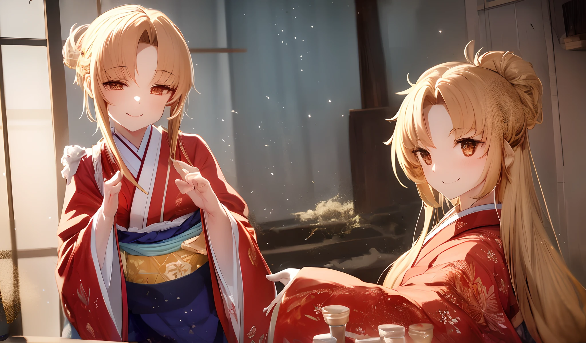 masterpiece, highres, best quality, 1girl solo, Ganyu, chubby, smile, kimono