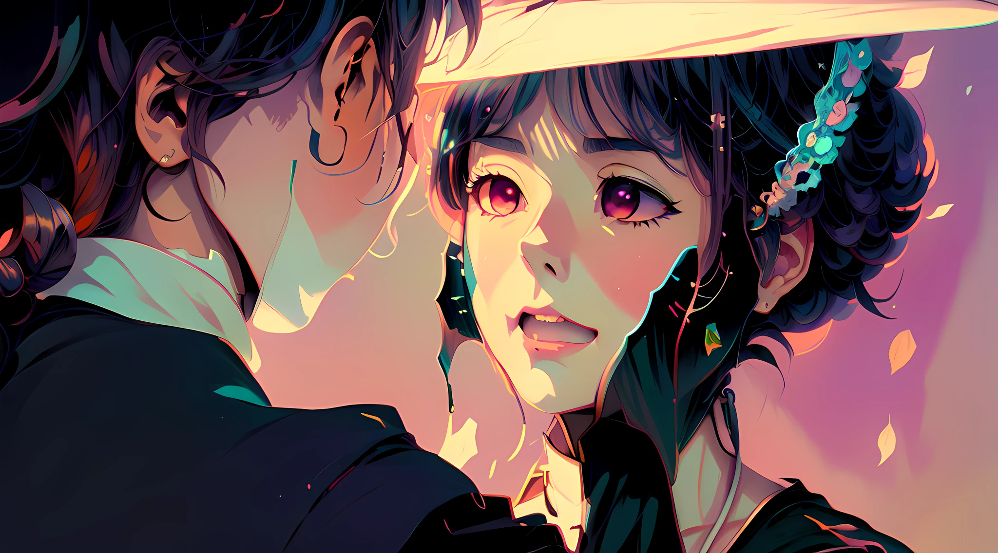 anime image of a woman in a white hat touching her face, artwork in the style of guweiz, screenshot from the anime film, painted in anime painter studio, in the art style of bowater, korean art nouveau anime, high quality fanart, anime film still, today's featured anime still, digital anime illustration, highly detailed exquisite fanart, kawacy