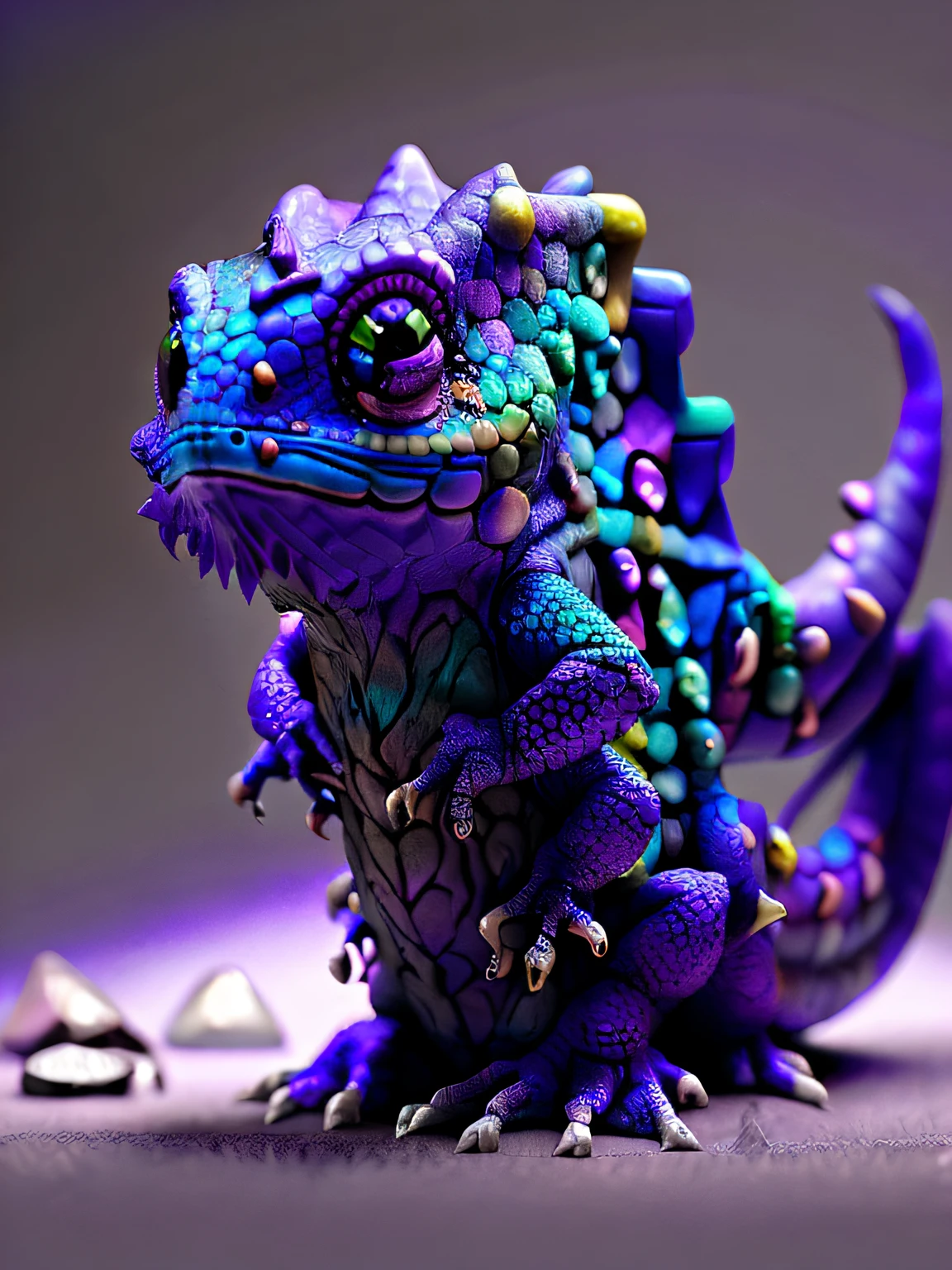 Animal realista, chameleon dragon (roxo), (Animal grande), Picos de cristal (gradiente roxo), armadura,(master part), (ultrarrealista |), beautiful artwork , efeito cintilante