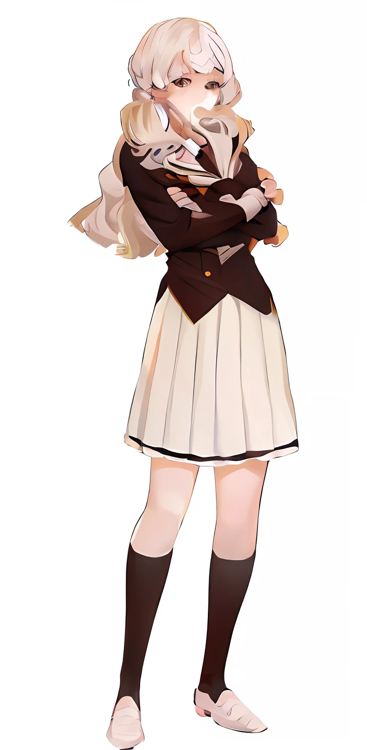 anime girl in school uniform with arms crossed, !!full-length portrait!!, anime full body illustration, full-length portrait, yandere. ah high, render of april, inspired by Li Chevalier, full_body!!, single character full body, anime vtuber full body model, junko enoshima from danganronpa