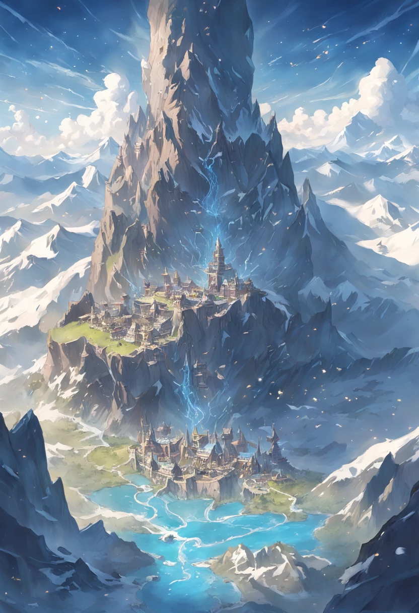 Map of a fantasy continent,In the middle of the map is the country of humanity, montains and hill,To the north is where the dwarves of the Land of Ice and Snow live,The south is the country of orcs,To the west is the Land of Dragons, To the east is the land of the elves, forrest